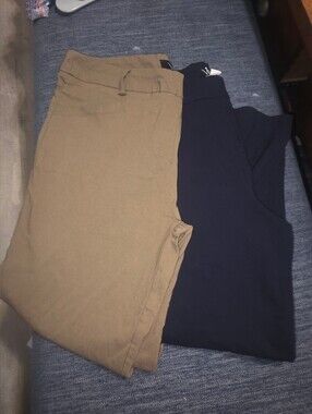 Viv Collection Khaki And Blue Casual Pants